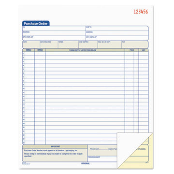 TOPS™ Purchase Order Book, Two-part Carbonless,  8.38 X 10.19, 1-page, 50 Forms freeshipping - TVN Wholesale